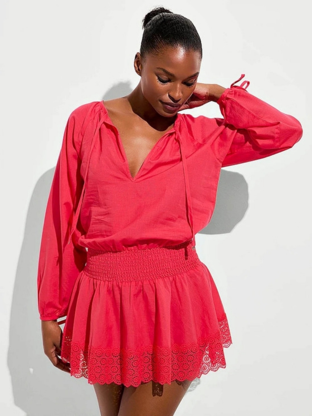 Victoria's Secret Swim Beachwear Linen Lace-Trim Dress